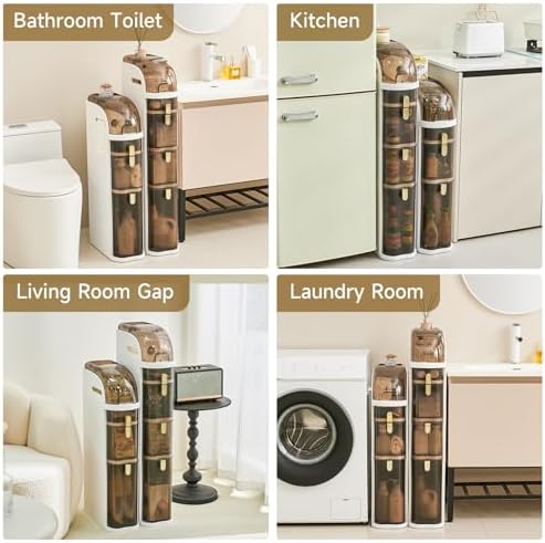 Ceruaxb 4-Tier Slim Bathroom Cabinet with Drawers and Toilet Paper Holder