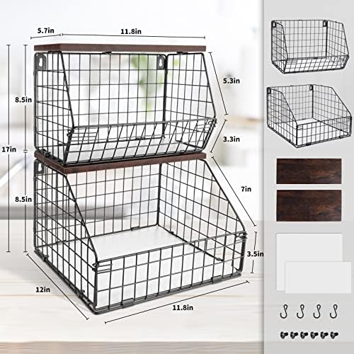 Mefirt Fruit Basket, Stackable Wall Mounted Fruit Baskets, Potato Baskets Oni...