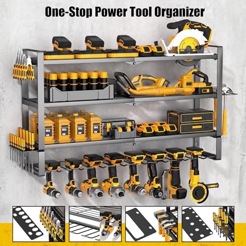 MOOMSINE Large Power Tool Organizer Wall Mount for Garage, 4-Tier Heavy Duty ...