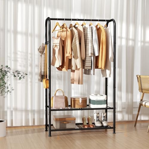 SINGAYE Wardrobe Standing Closet Clothing Rack With Shelf Hanging Clothes