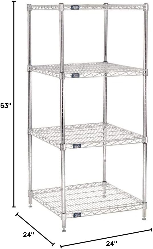 Nexel 24" x 24" x 63", 4 Tier Adjustable Wire Shelving Unit, N...