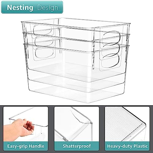 Sorbus Fridge Organizers and Storage, Clear Plastic Bins (Large, 4 Pack)