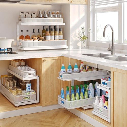 2-Pack 21.3 IN Depth Under Sink Organizer With Next-Gen Ball-Bearing Slides,S...