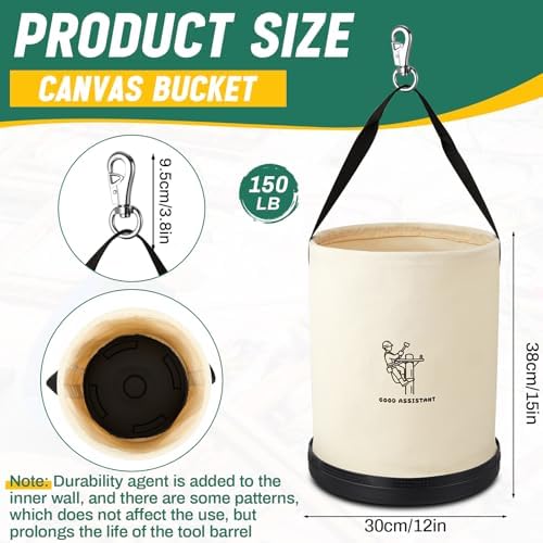 2 Pack 15" x 12" Linemen Canvas Tool Bucket Bag, White