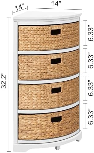 eHemco Hampton Meadows 4 Tier X-Side Corner Table Storage Cabinet, White