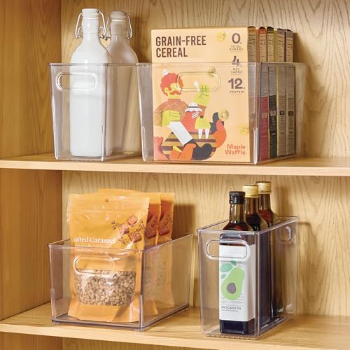 iDesign Tall Plastic Storage Bin with Handles, Set of 4, Clear