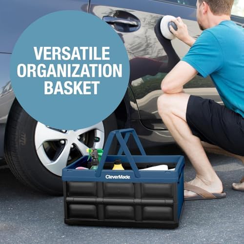 CleverMade Collapsible Basket With Handles, 32L 1 Pack, 35 lb, Ocean