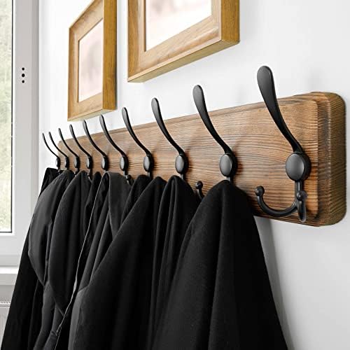 SKOLOO Rustic Coat Rack Wall Mount, 10 Hooks, 38.6'' Long, Brown, Pac...