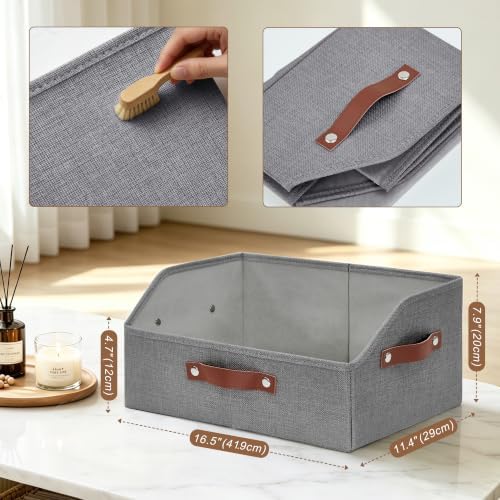 Bagnizer Closet Organizers and Storage, Linen Trapezoid Storage Bins with Han...