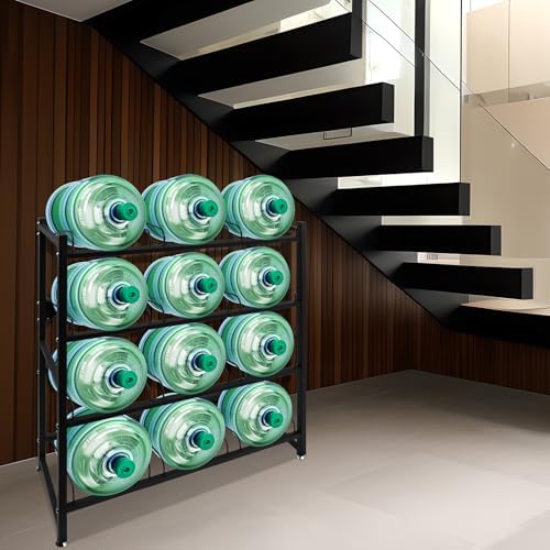 12-Tray 5 Gallon Water Jug Holder，4-Tier Water Jug Rack