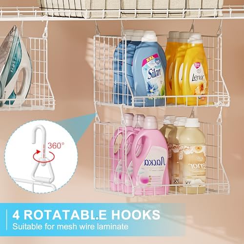 3-Tier Foldable Laundry Basket Organizer with Rotating Hooks(no wire shelf)