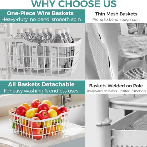 5 Tier Rotating Kitchen Storage Cart, Fruit Vegetable Potato Rack Stand
