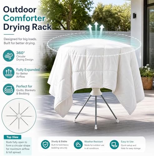 Clothes Drying Rack Foldable with Rolling Wheels, Portable Laundry Drying Rac...