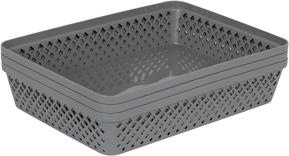 Glad Plastic Storage Basket Set - Multipurpose Drawer Trays, Kitchen Pantry C...