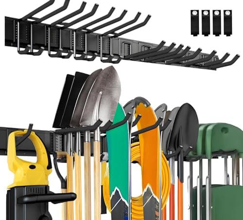 64'' Garage Tool Organizer Wall Mount, 18 PCS Adjustable Garden Tool ...