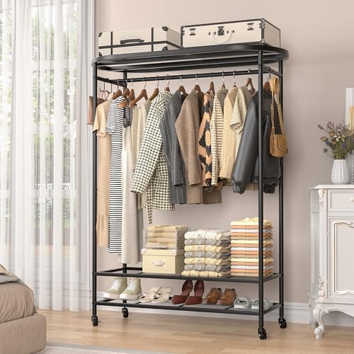 BACEKOLL Heavy Duty Clothes Rack Rolling Hanging Portable Closet 380LBS