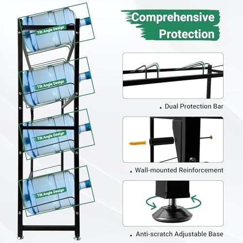 12-Tray 5 Gallon Water Jug Holder，4-Tier Water Jug Rack