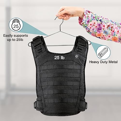 Chrome Metal Hangers, Heavy Duty Clothes Hangers with Non-Slip Grooves, Slim ...
