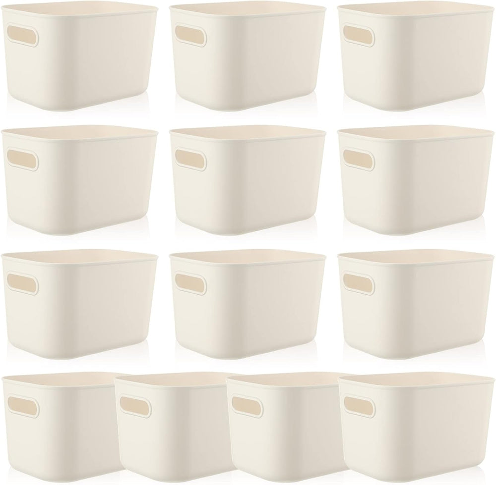 Zopeal Plastic Storage Bins 10 Pcs White Pantry Organizer Bins Small Baskets ...