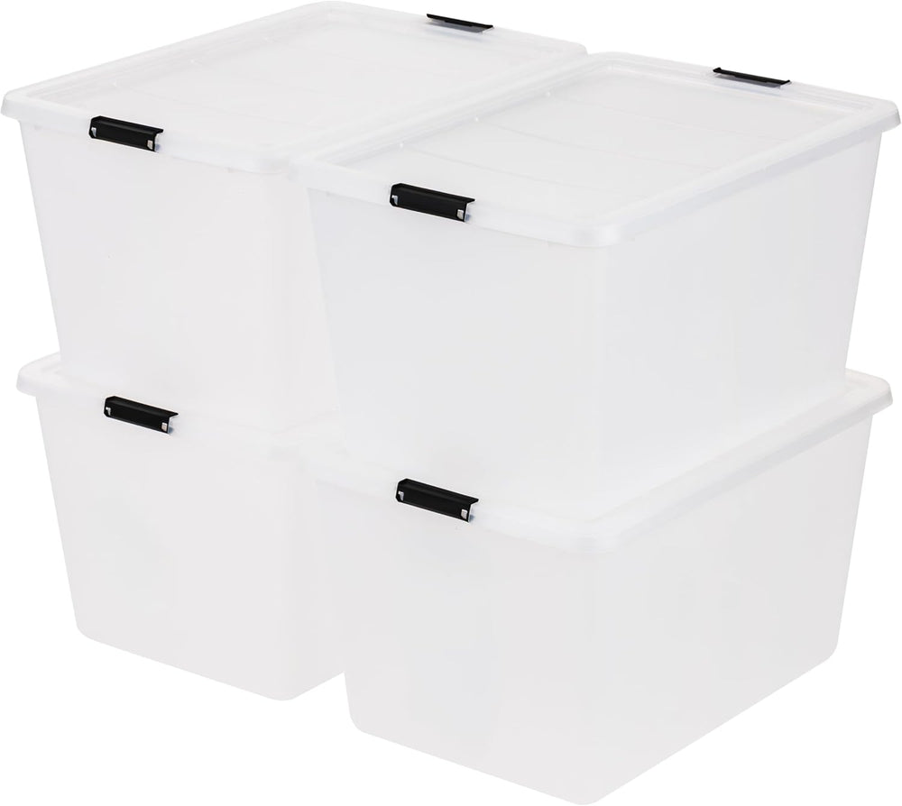 IRIS USA 4-Pack 55 Quart Clip Box with Latching Lid