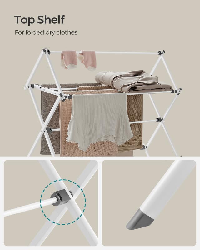 SONGMICS Foldable Clothes Drying Rack, 29.5 x 14.6 x 53.1 Inches