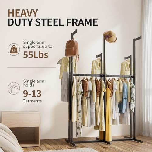 Retail Clothing Rack with Wheels, Heavy Duty 8-Arm Commercial Garment Rack