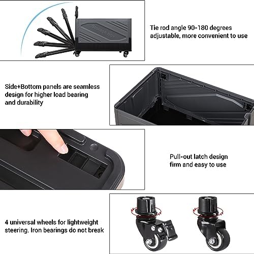 XCBYT 50L Foldable Rolling Crate, Spacious Storage Cart with Wheels