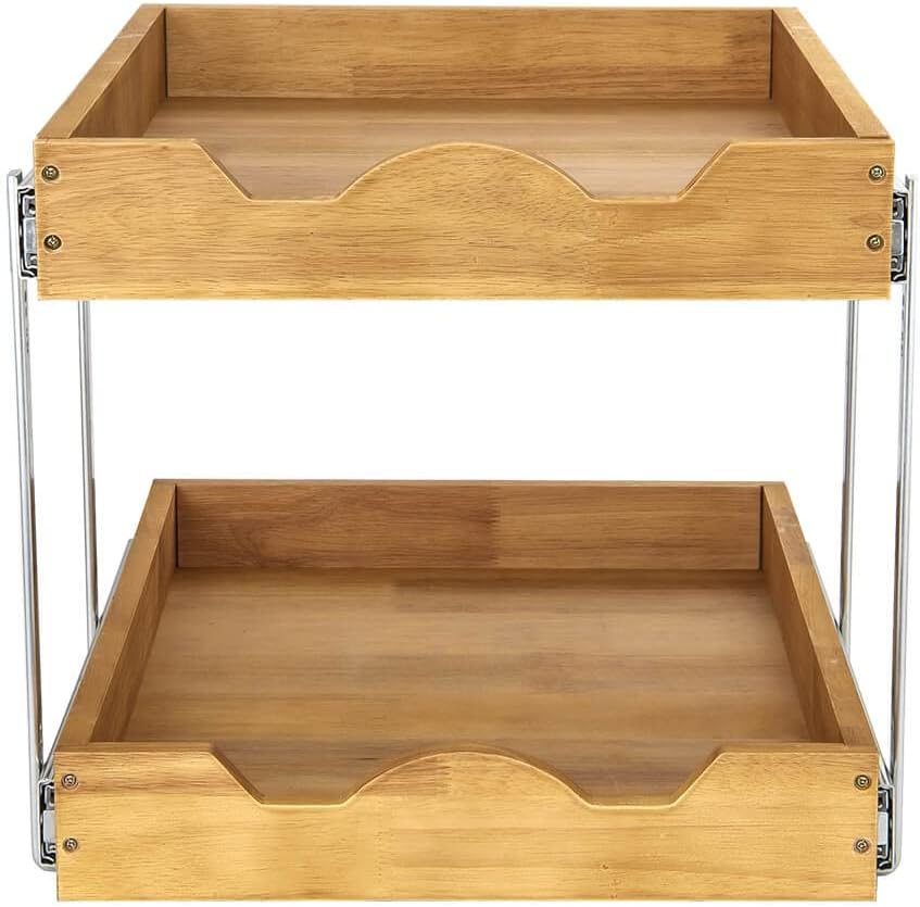 DINDON 2 Tier Pull Out Cabinet Organizer (17" W x 21" D) Wood And M...