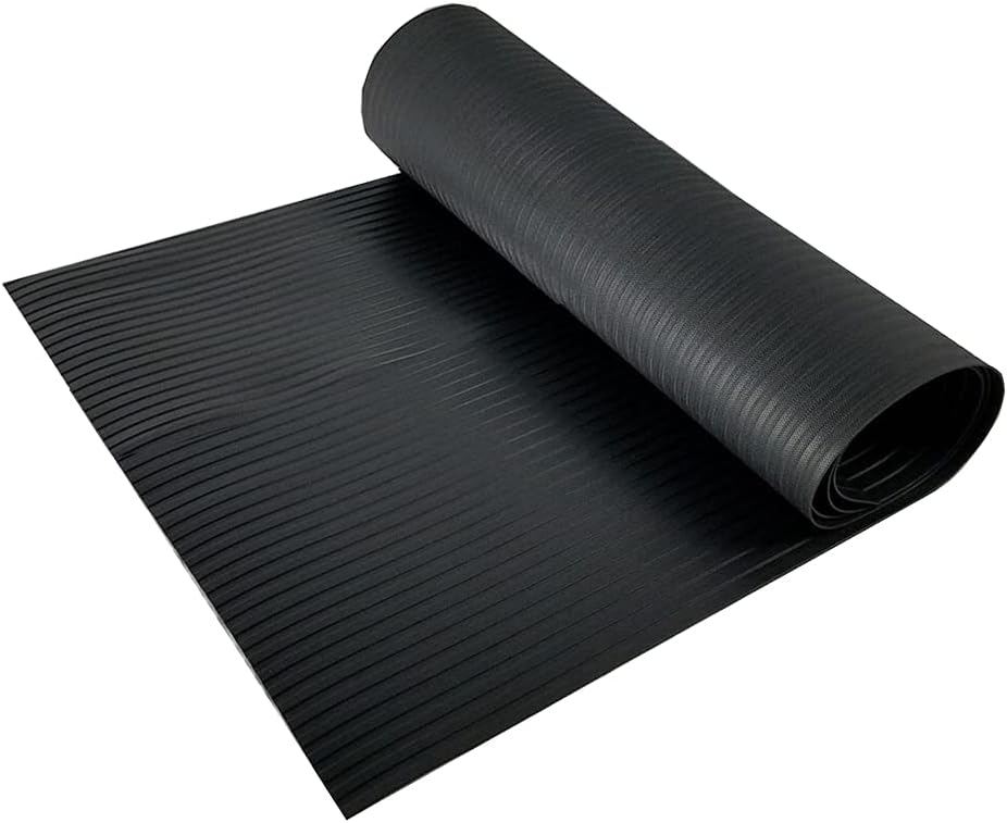 RESILIA Utility Runner- 24 inch Wide Black Plastic- Embossed Wide Rib Pattern...