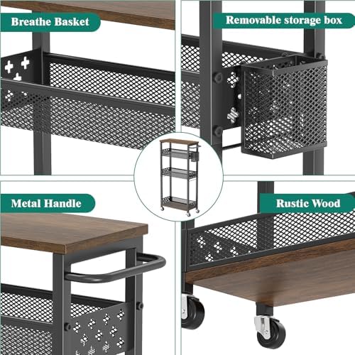 XYZLVSI 4 Tier Slim Storage Cart Laundry Room Organizer for Small Space