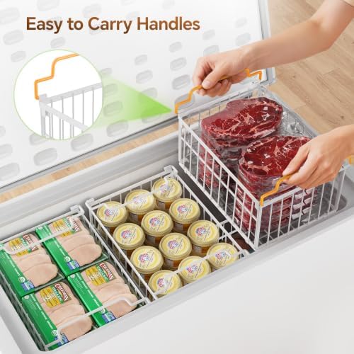 Freezer Organizer Bins, 3 Pack Enlarged Baskets for 5-9 Cu.FT Deep Freezer