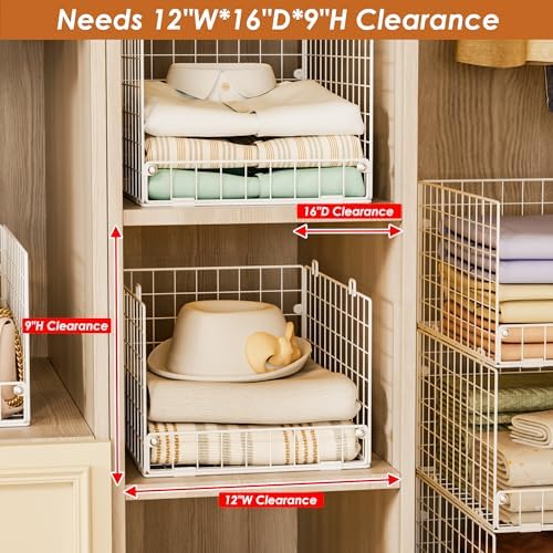 5-Tier Stackable Closet Storage Shelves, Closet Organizers and Storage Basket...