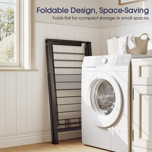 APEXCHASER Clothes Drying Rack, 67.3" L Height Adjustable, Foldable, Black