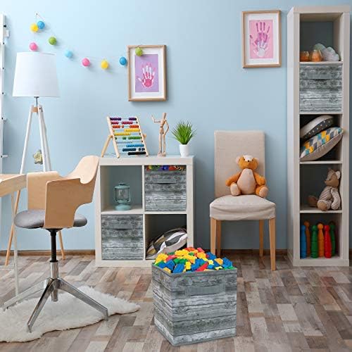 Sorbus 11 x 11 Storage Cubes, Foldable Fabric Bins (4 Pack, Rustic Gray)
