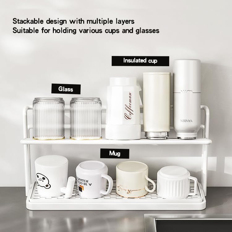 2-Tier Space-Saving Drain Rack with Removable Tray