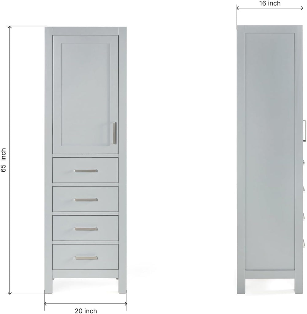 ARIEL Cambridge Bathroom Storage Cabinet - Solid Hevea Wood and Fully Assembl...