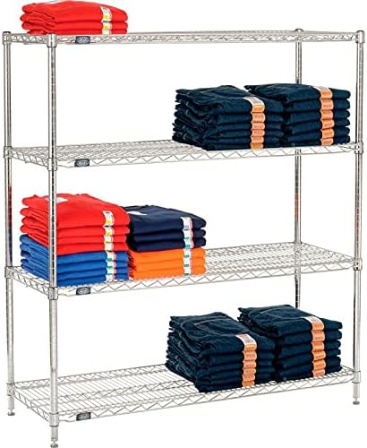 Nexel 18" x 48" x 63", 4 Tier Adjustable Wire Shelving Unit, N...