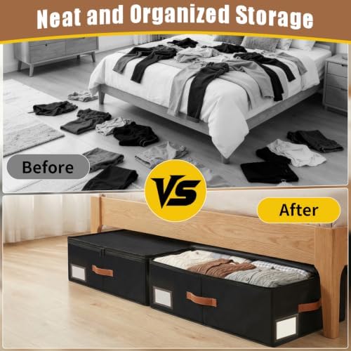 Large Under Bed Storage Containers with Wheels, 2-Pack Underbed Storage Bin