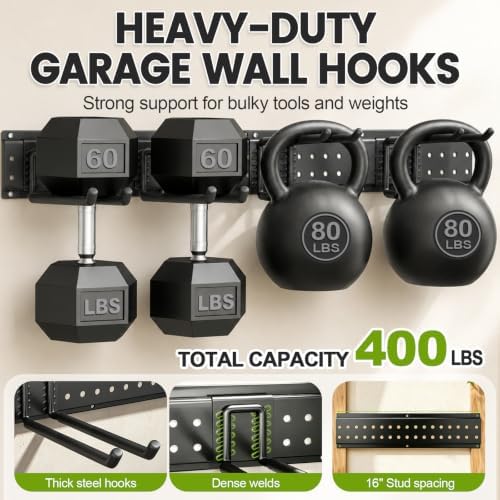 Garage Tool Organizer Wall Mount, 49.5 Inch Heavy Duty Garage Organization Sy...