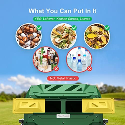 Compost Tumbler Bin Composter Dual Chamber 43 Gallon (Bundled with Pearson...
