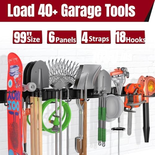 99" Garage Tool Organizer Wall Mount, 28 Pack Heavy Duty Wall Mount Gara...
