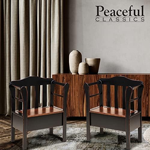 Peaceful Classics Wooden Entryway Storage Bench, Black