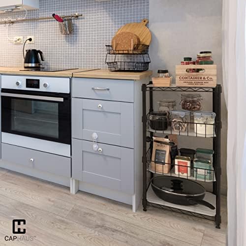 Fencer Wire NSF 2 to 4 Tier Stackable Wire Shelving Unit w/Baskets & Line...