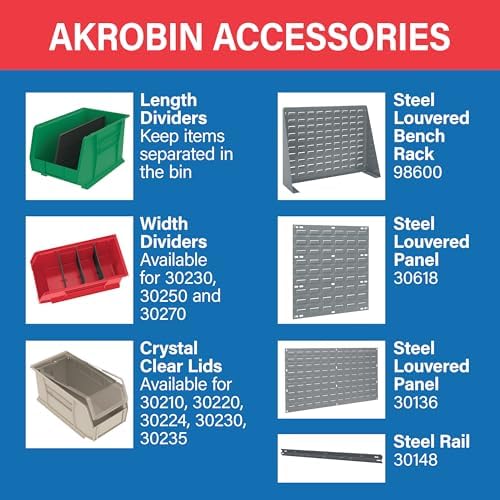 Akro-Mils 30210 AkroBins Plastic Storage Bin Hanging Stacking Containers, (5-...