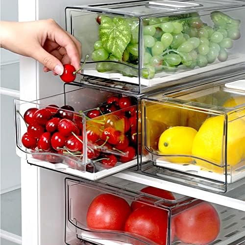 Diskary Fridge Organizer, Stackable Refrigerator Organizer Bins, Reusable Foo...