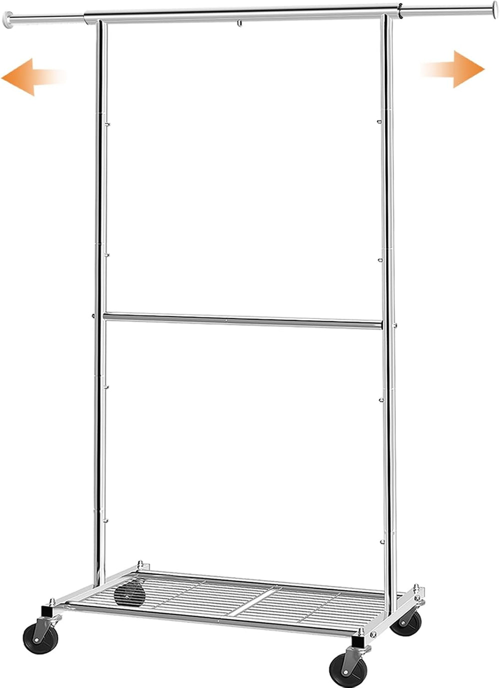 Simple Trending Clothing Garment Rack, Extendable Clothes Rack, Chrome
