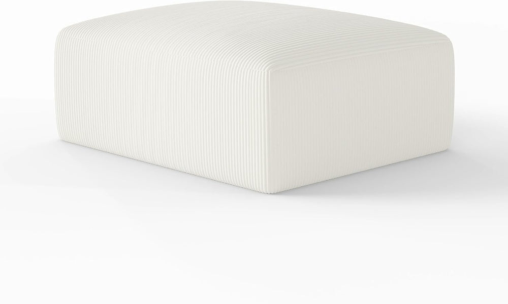 40" Oversized Square Corduroy Ottoman, Large Ottoman Pouf Footstool, Beige
