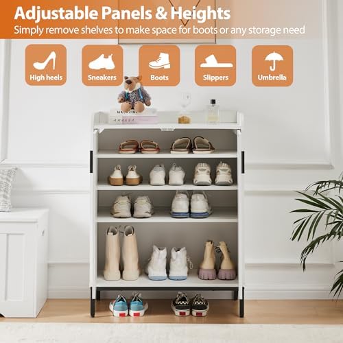 Mericonia Modern Shoe Cabinet with Metal Legs, Farmhouse Large 5-Tier Shoe St...