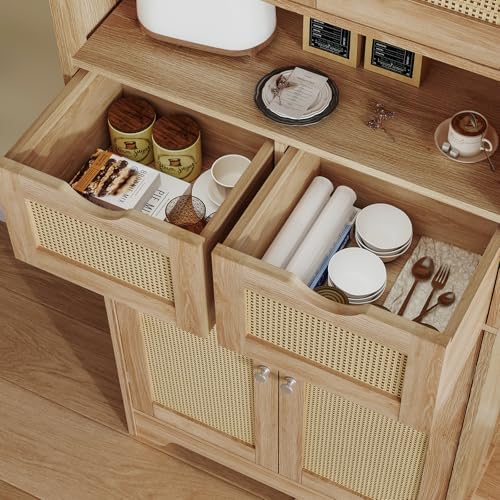 TEENFON 57.8" H Tall Storage Cabinet with 2 Drawers & 2 Adjustable S...