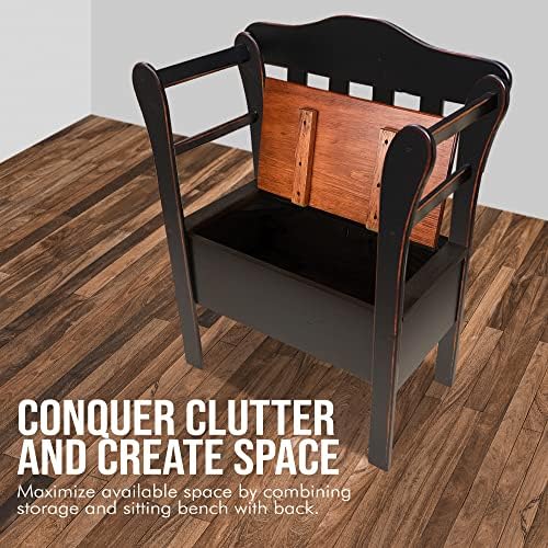 Peaceful Classics Wooden Entryway Storage Bench, Black